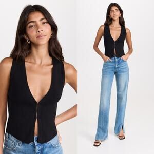 Reformation Myrtle Cotton Sweater Vest Black